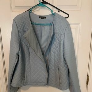 Light blue leather coat